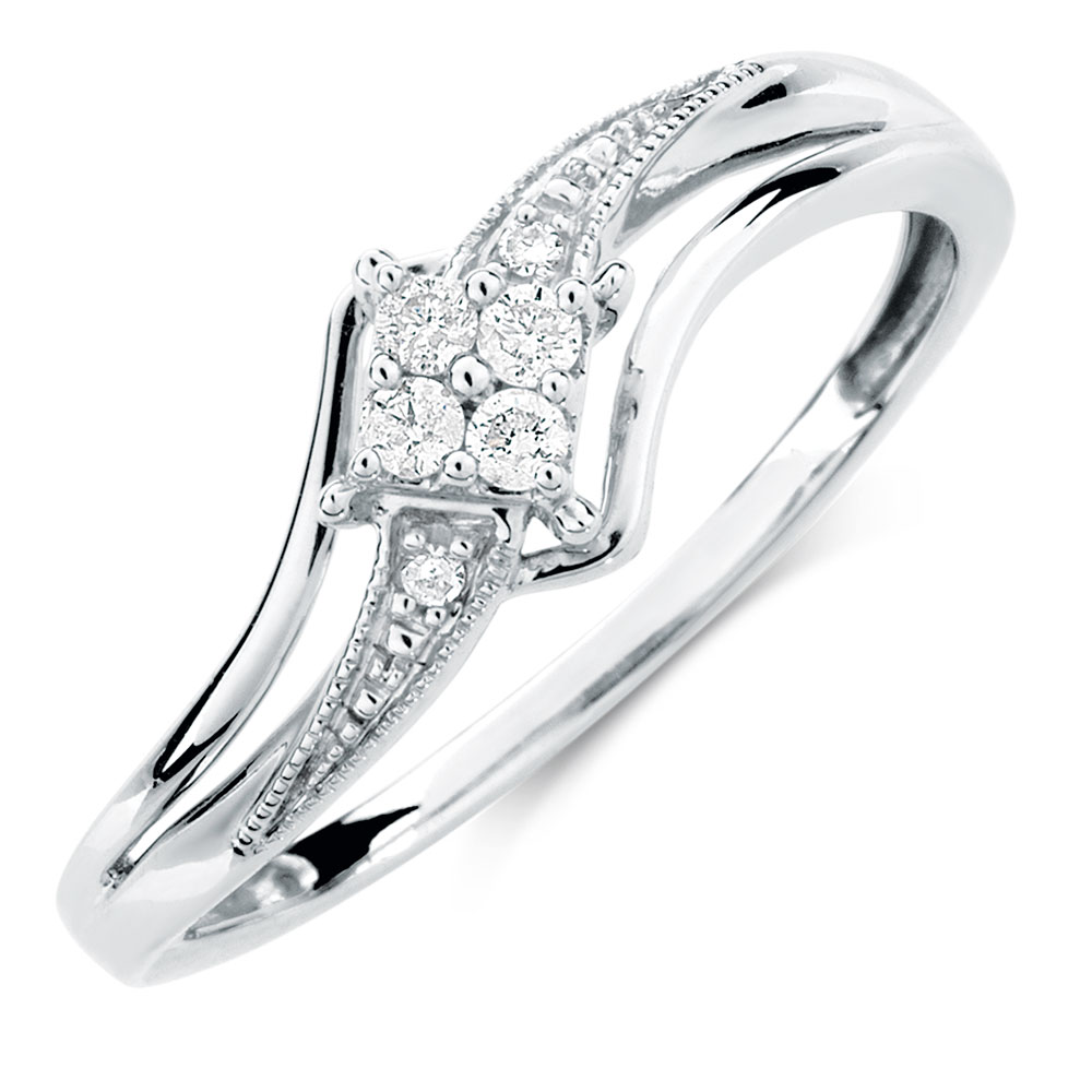 Promise Ring with Diamonds in 10ct White Gold