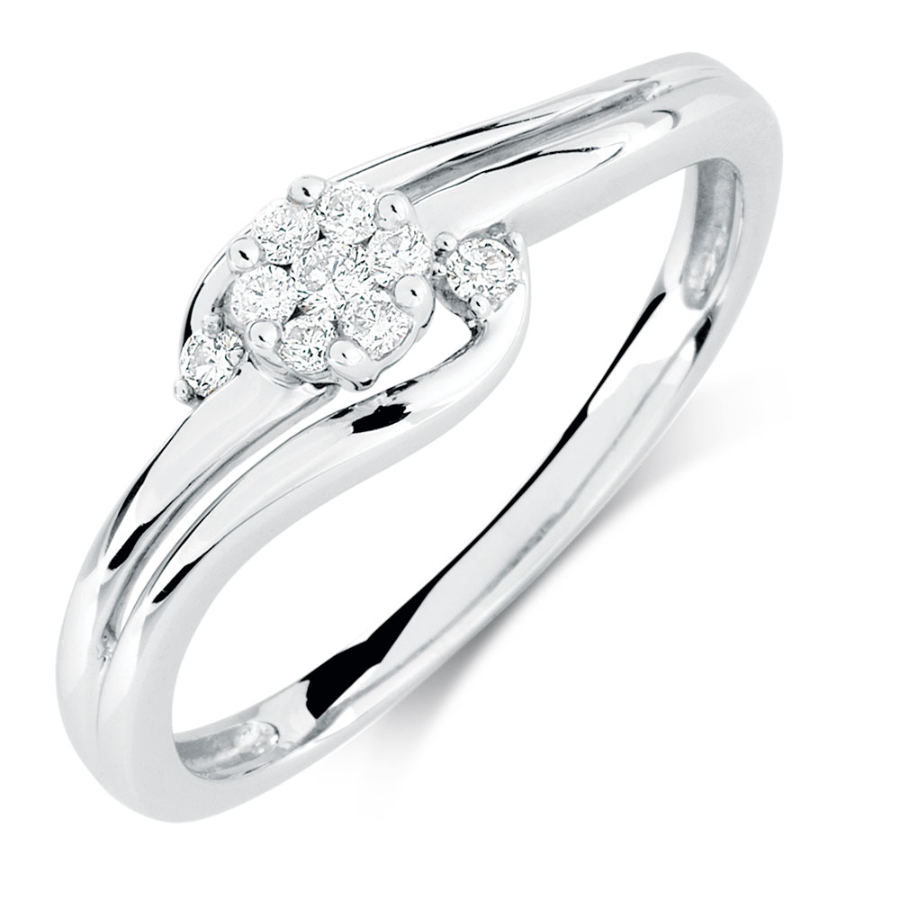 Promise Ring with Diamonds in 10ct White Gold