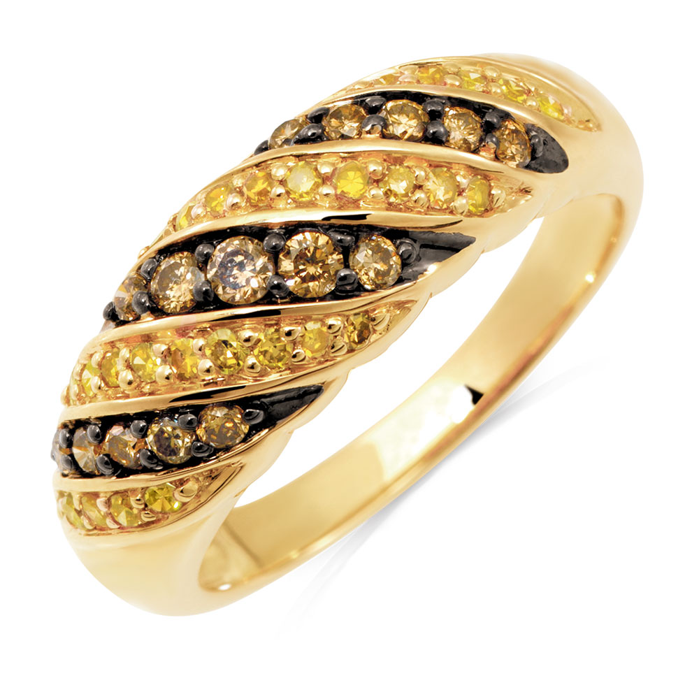 Ring with 1/2 Carat TW of Champagne & Enhanced Yellow Diamonds in 10ct