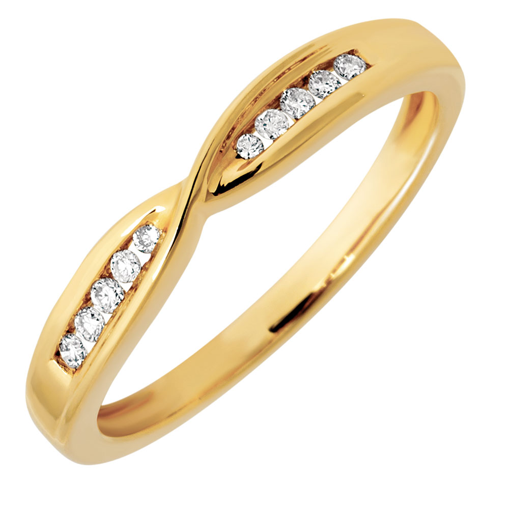 Wedding Band with Diamonds in 10ct Yellow Gold