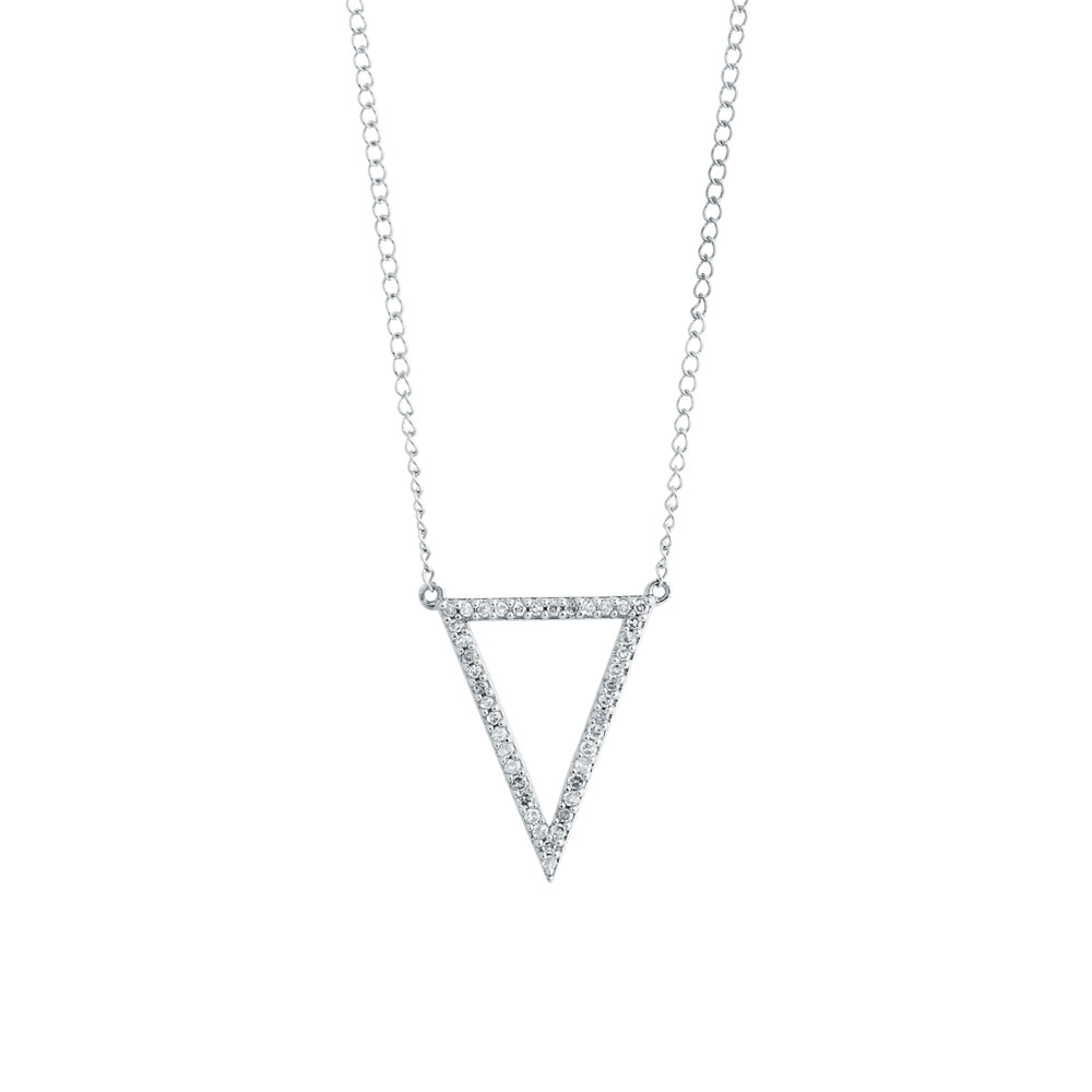 Geometric Triangle Necklace with Diamonds in Sterling Silver