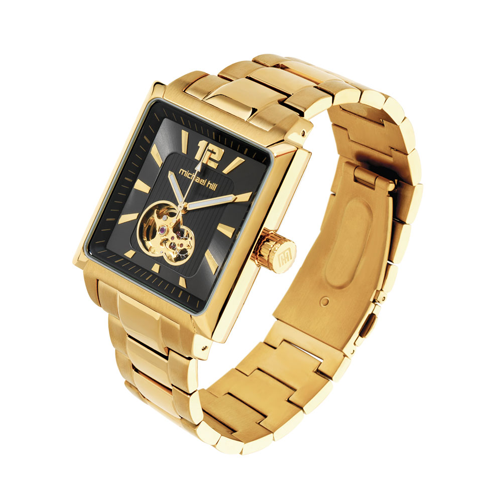 Men's Manual Winding Mechanical Watch in Gold Tone Stainless Steel