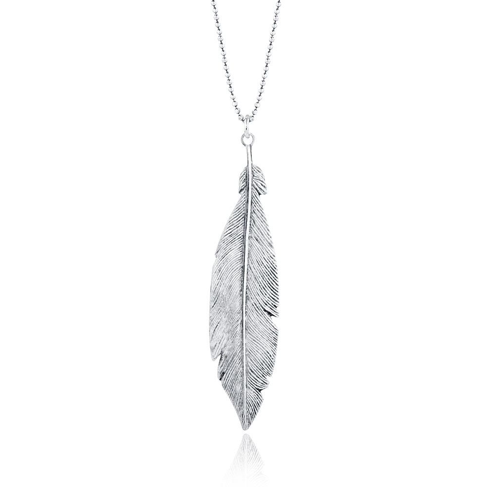 Feather Pendant in Sterling Silver