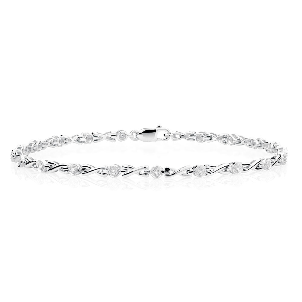 Tennis Bracelet with Diamonds in 10ct White Gold