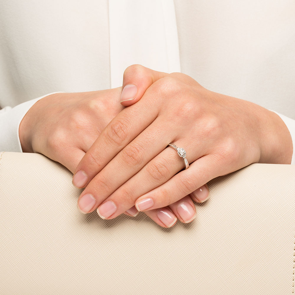 Promise Ring with Diamonds in Sterling Silver