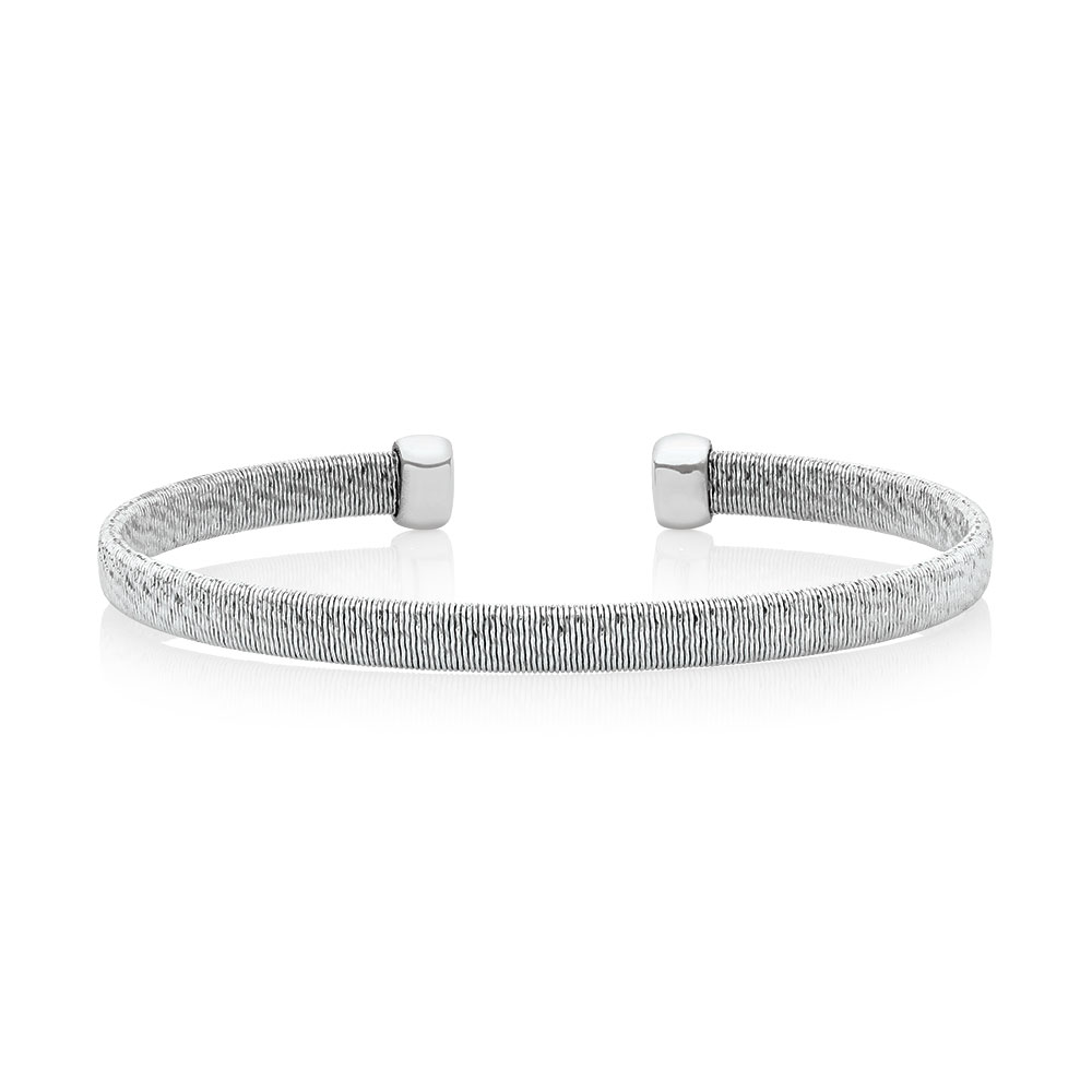 Patterned Cuff Bangle in Stainless Steel