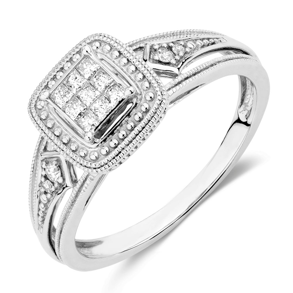 Promise Ring with Diamonds in 10ct White Gold