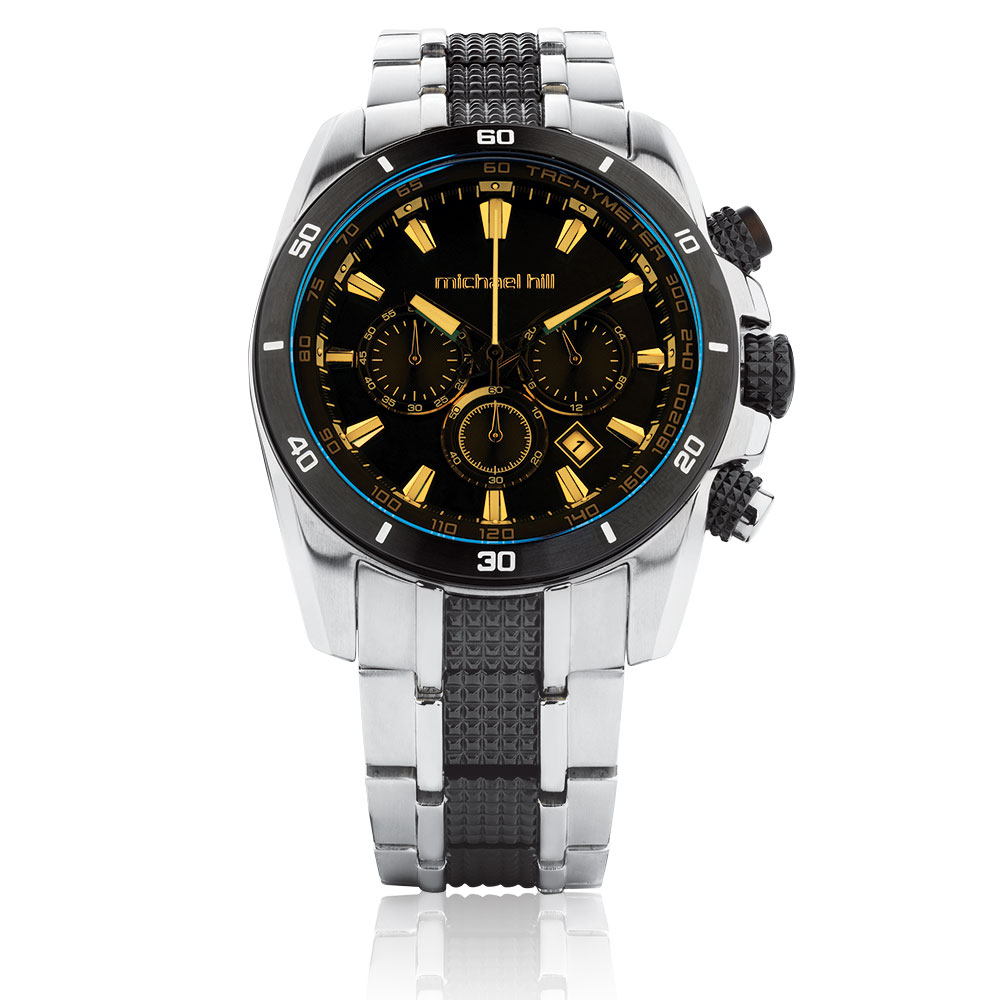 chronograph black resin gents wrist watch