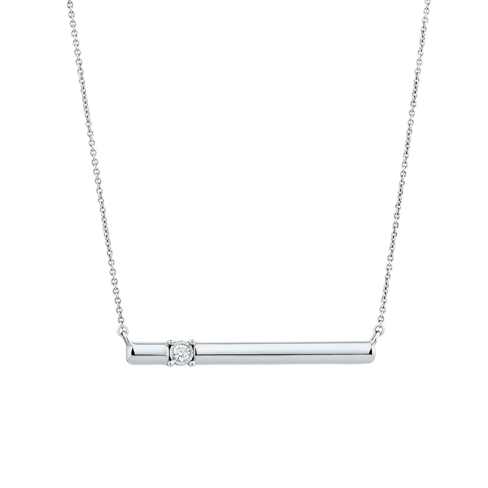 Bar Necklace with Diamond in Sterling Silver