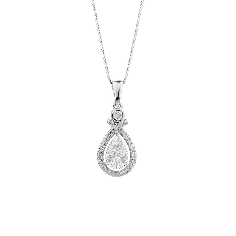 Teardrop Pendant with 1/5 Carat TW of Diamonds in 10ct White Gold