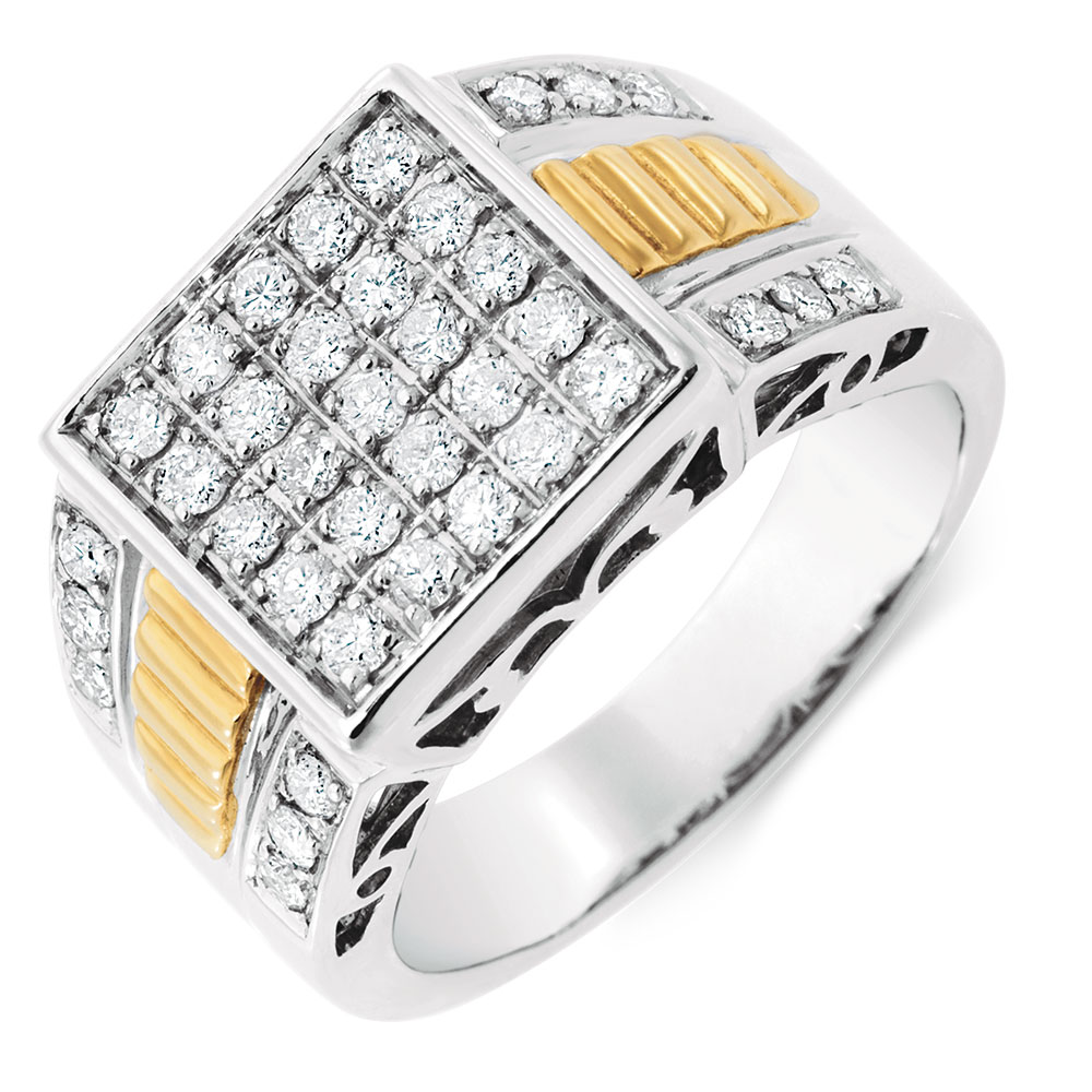 Men's Ring with 1 Carat TW of Diamonds in 10ct Yellow & White Gold