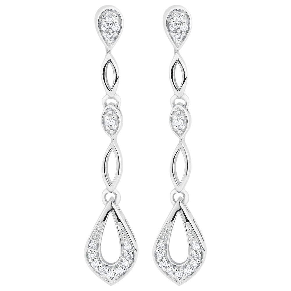Drop Earrings with Diamonds in Sterling Silver