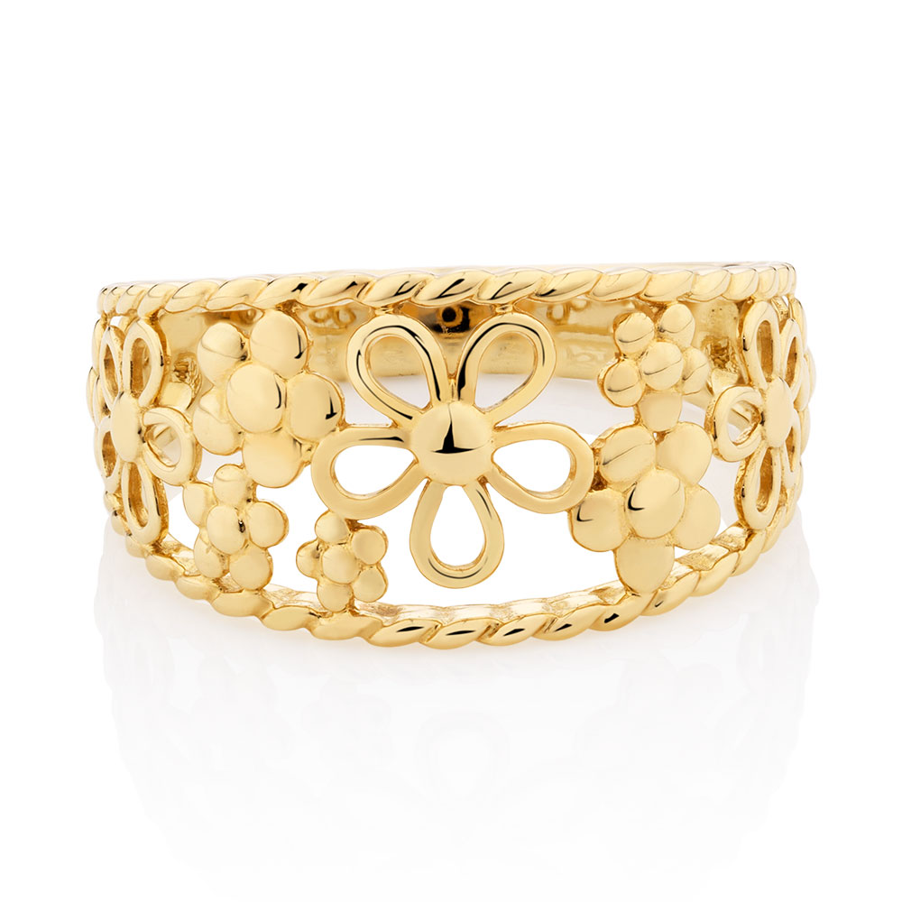 Flower Ring in 10ct Yellow Gold