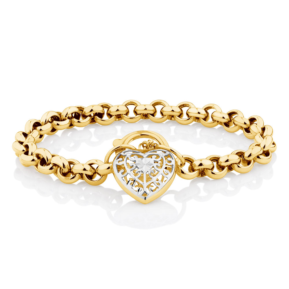 19cm (7.5") Belcher Bracelet in 10ct Yellow & White Gold