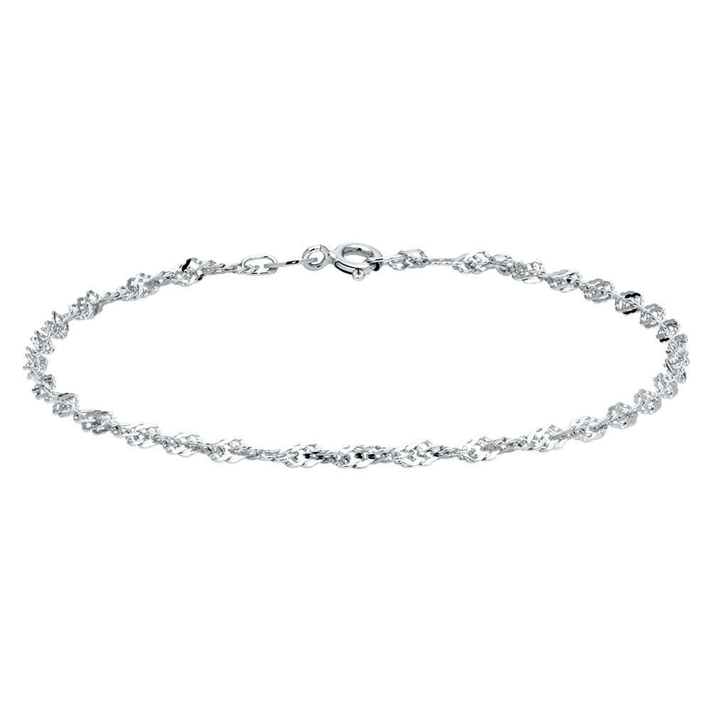 19cm (7.5") Singapore Bracelet in 10ct White Gold