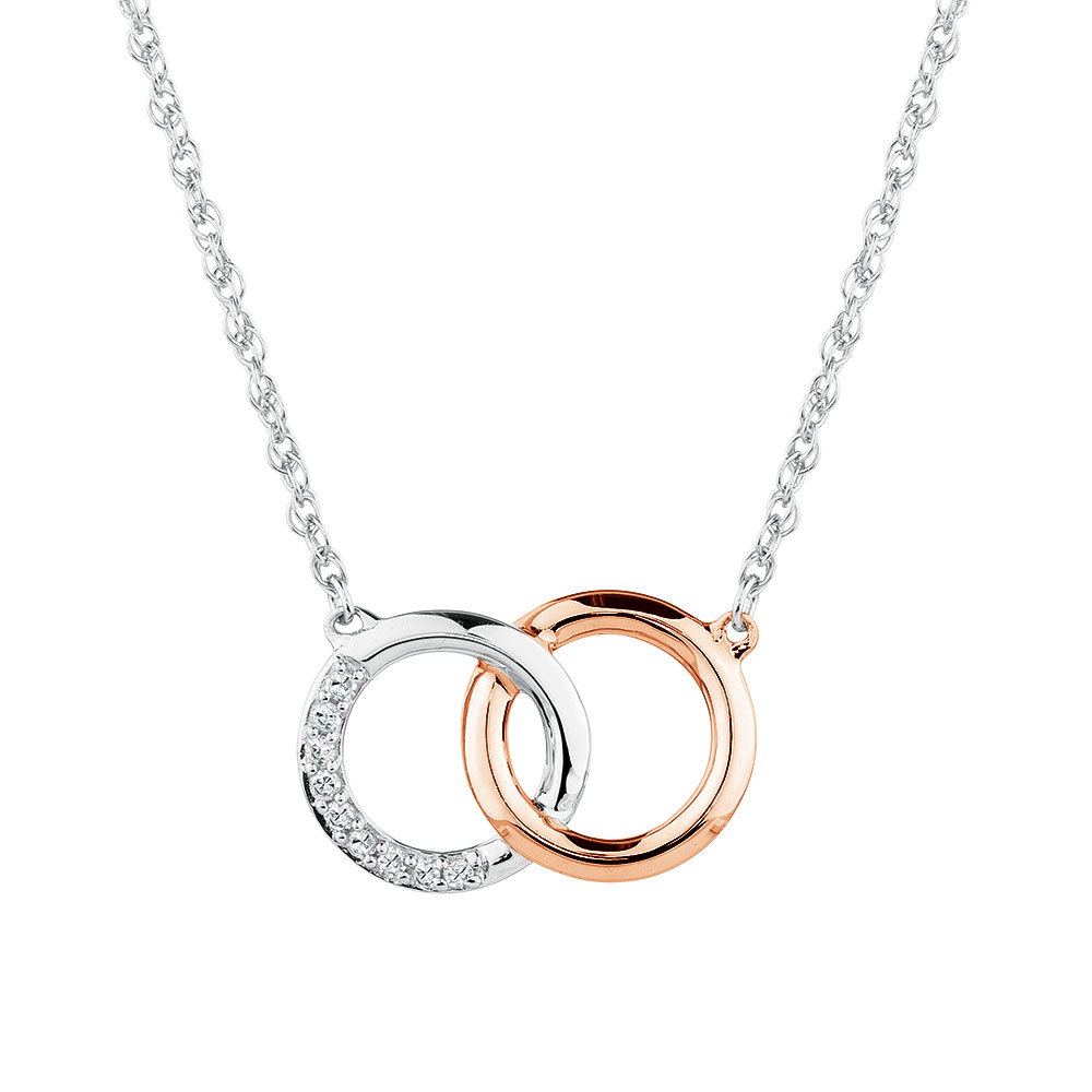 Pendant with Diamonds in 10ct Rose Gold & Sterling Silver