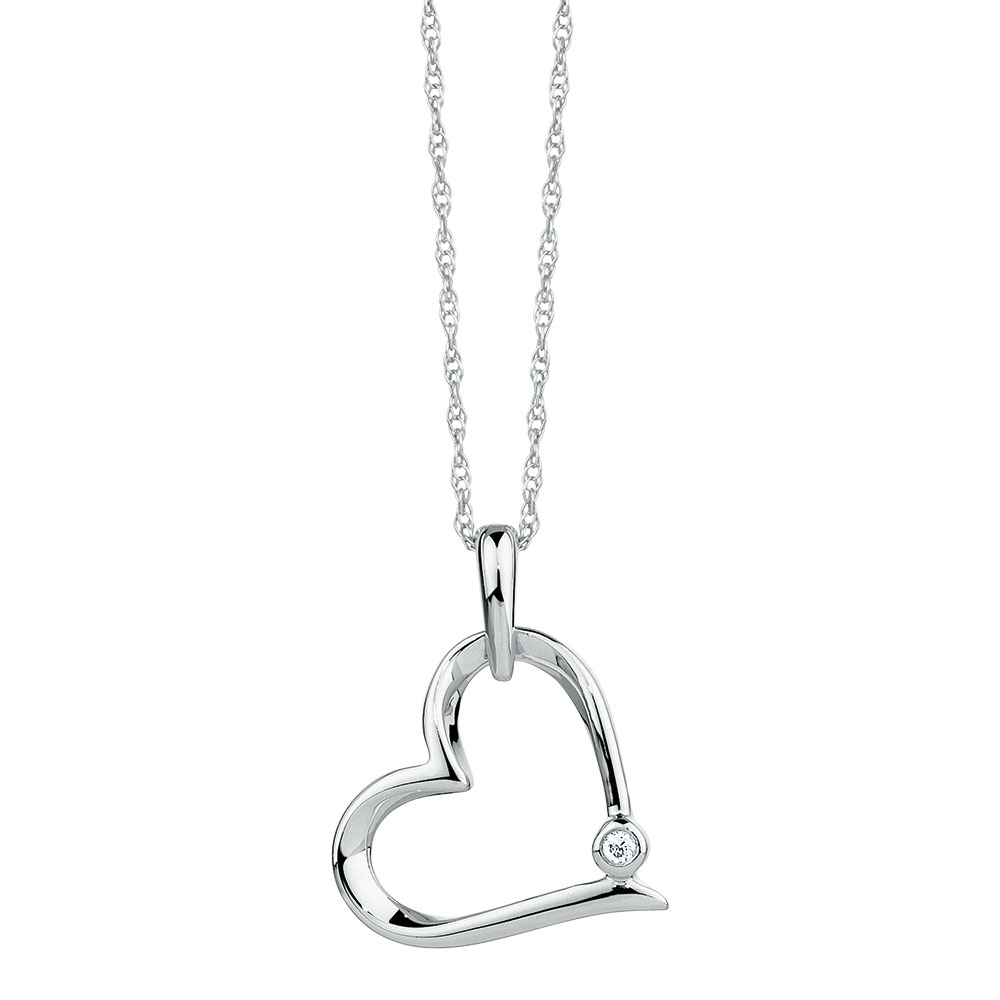 Heart Pendant with A Diamond in Sterling Silver