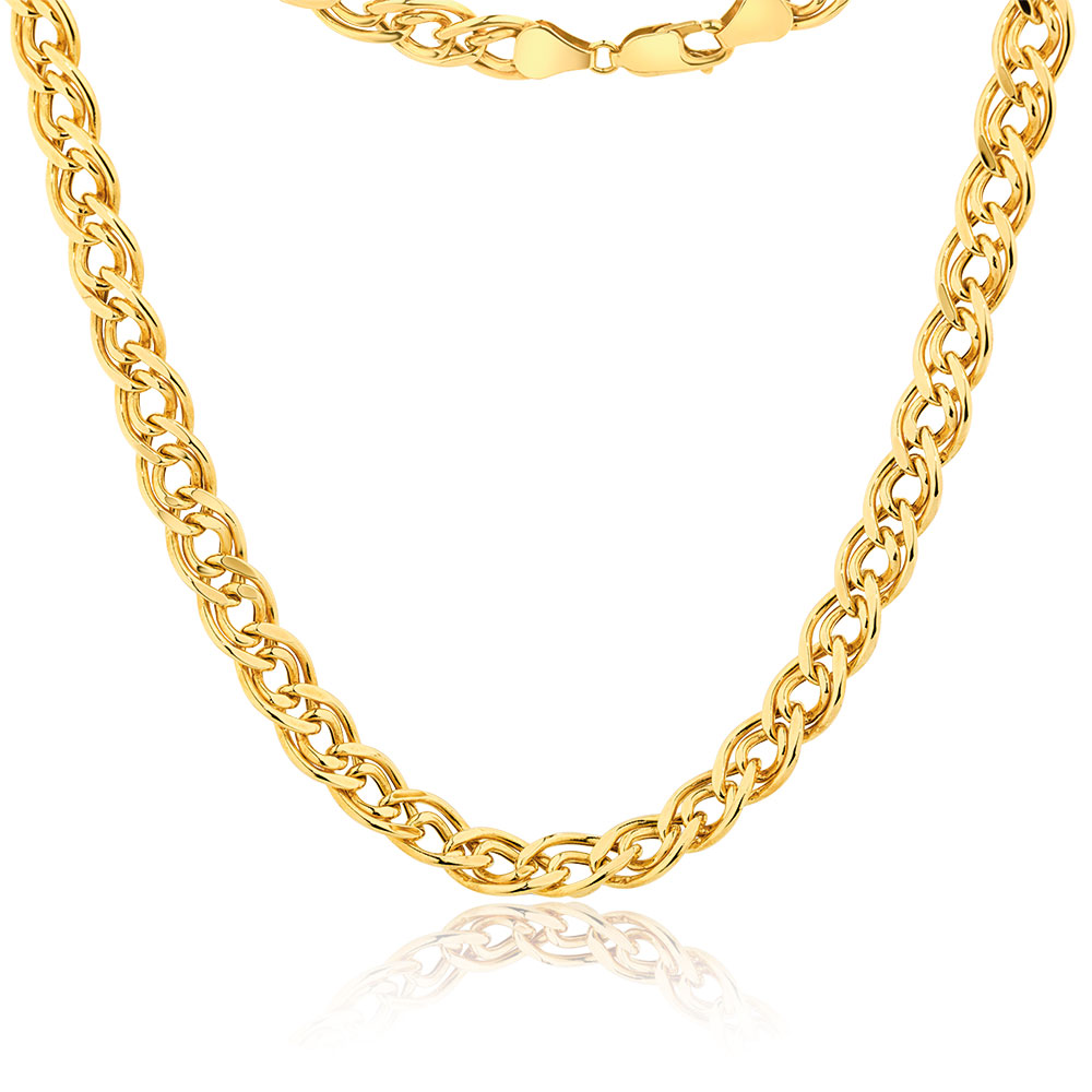 45cm (18") Double Curb Chain in 10ct Yellow Gold