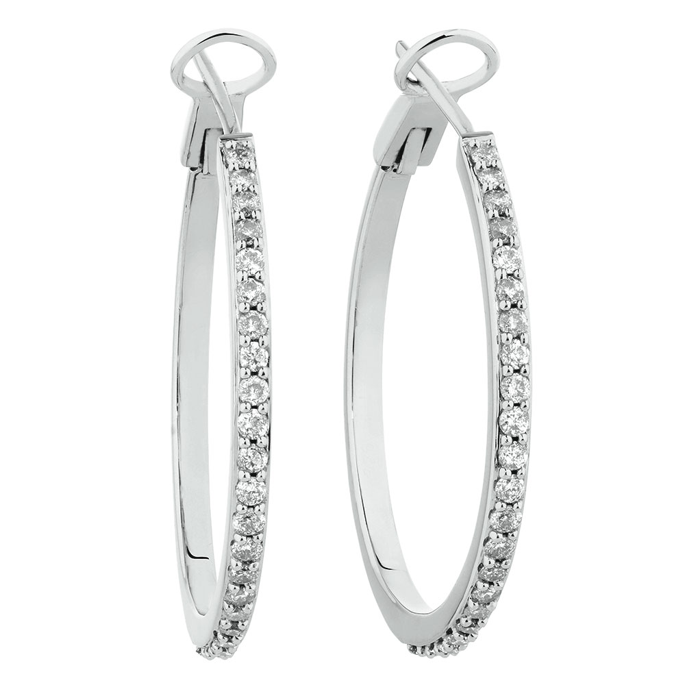 Hoop Earrings with 1/4 Carat TW of Diamonds in Sterling Silver