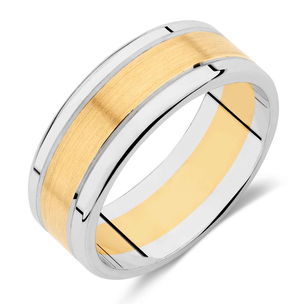 Men's Wedding Band in 10ct Yellow & White Gold