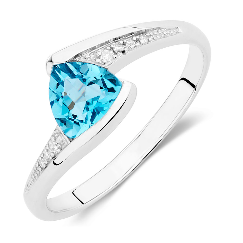 Blue Topaz Diamond White Gold Ring Blue Topaz Diamond White Gold Ring