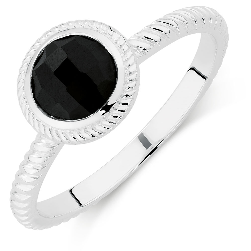 Patterned Black Cubic Zirconia Stack Ring