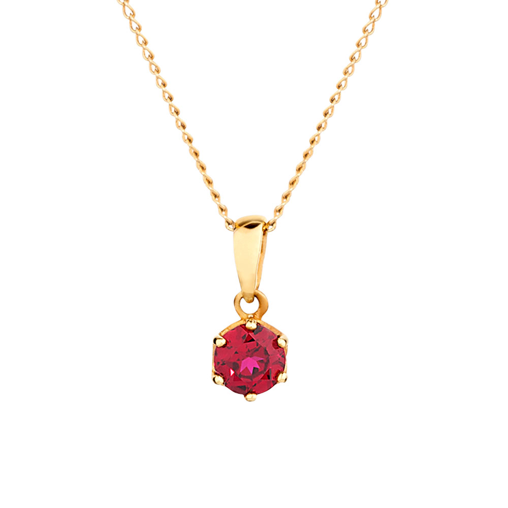 Pendant with Created Ruby 10ct Yellow Gold
