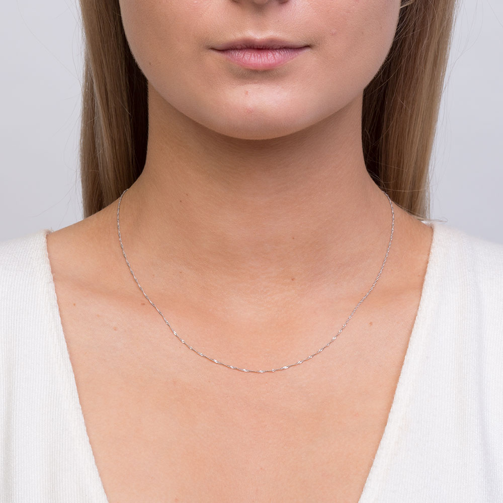 45cm (18") Singapore Chain in 10ct White Gold