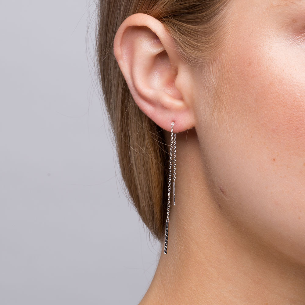 Thread Earrings in Sterling Silver