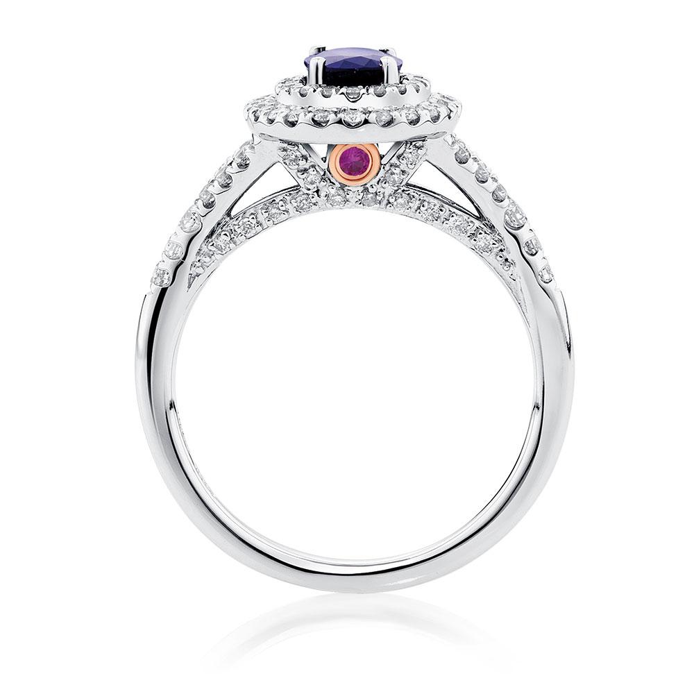 Michael Hill Designer Ring with Sapphire & 1/2 Carat TW of Diamonds in