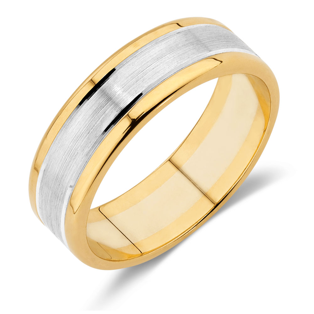 Men's Wedding Band in 10ct Yellow & White Gold