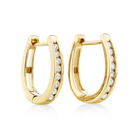 Huggie Earrings with 0.25 Carat TW of Diamonds in 10kt Yellow Gold Huggie Earrings with 0.25 Carat TW of Diamonds in 10kt Yellow Gold