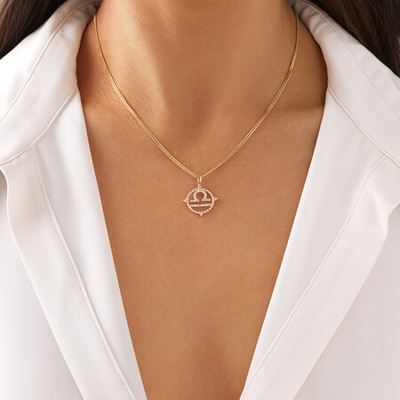 Libra Zodiac Pendant with 0.20 Carat TW of Diamonds in 10ct Yellow Gold Libra Zodiac Pendant with 0.20 Carat TW of Diamonds in 10ct Yellow Gold
