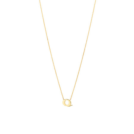 "Q" Initial Necklace in 10ct Yellow Gold