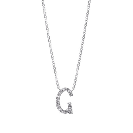 "G" Initial necklace with 0.10 Carat TW of Diamonds in 10kt White Gold