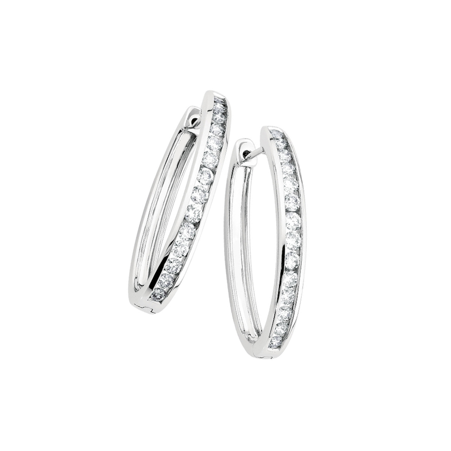 Huggie Earrings with 1 Carat TW of Diamonds in 10ct White Gold