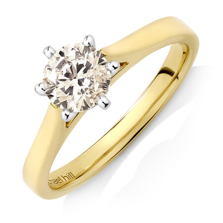 Solitaire Engagement Ring with 0.90 Carat Diamond in 14kt Yellow & White Gold Solitaire Engagement Ring with 0.90 Carat Diamond in 14kt Yellow & White Gold