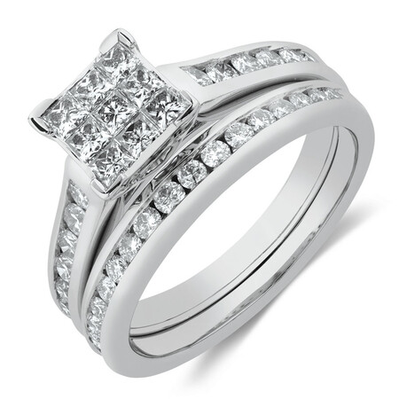 Bridal Set with 1 Carat TW of Diamonds in 14ct White Gold Bridal Set with 1 Carat TW of Diamonds in 14ct White Gold