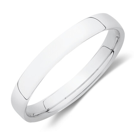 Reverse Bevelled Wedding Band in 10kt White Gold