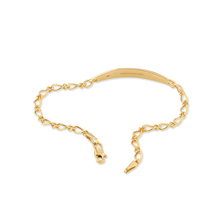 14cm (6") Baby Identity Bracelet with Pink Cubic Zirconia in 10kt Yellow Gold 14cm (6") Baby Identity Bracelet with Pink Cubic Zirconia in 10kt Yellow Gold