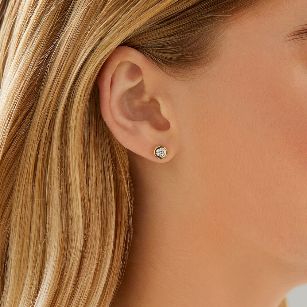 Stud Earrings with 0.15 Carat TW of Diamonds in 10ct Yellow Gold