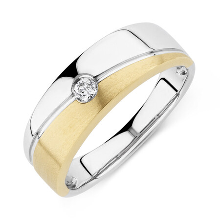 Ring with Diamond in 10kt Yellow & White Gold