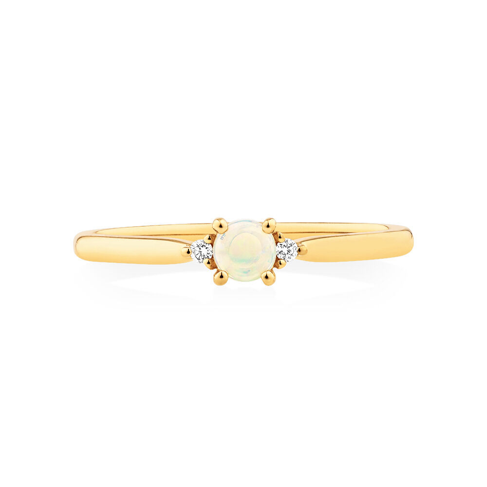3 Stone Ring with Opal Diamonds in 10kt Yellow Gold