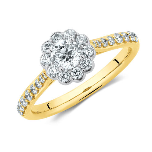 Southern Star Engagement Ring with 3/4 Carat TW of Diamonds in 14ct Yellow & White Gold