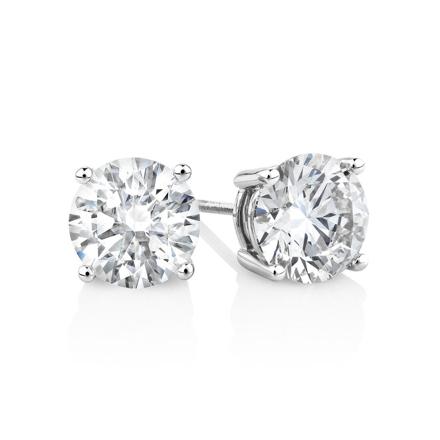 Laboratory-Created 4.00 Carat Stud Earrings in 14ct White Gold