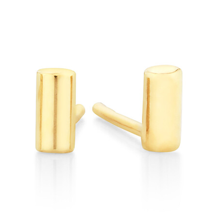 Polished Cylinder Stud Earrings in 10ct Yellow Gold