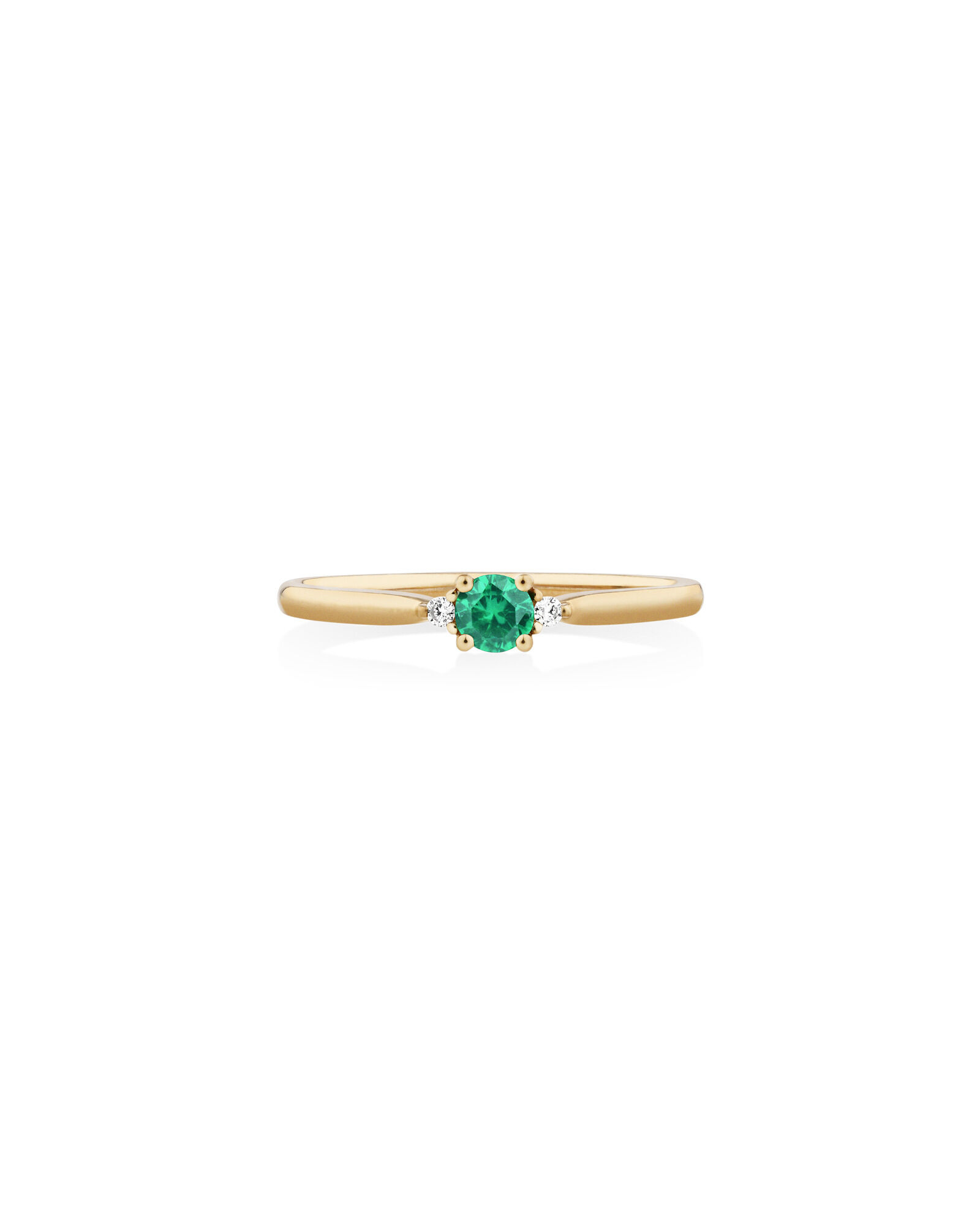 3 Stone Ring with Emerald Diamonds in 10kt Yellow Gold