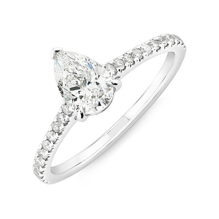 Pear Solitaire Engagement Ring with 1.12ct TW of Diamonds in 14ct White Gold