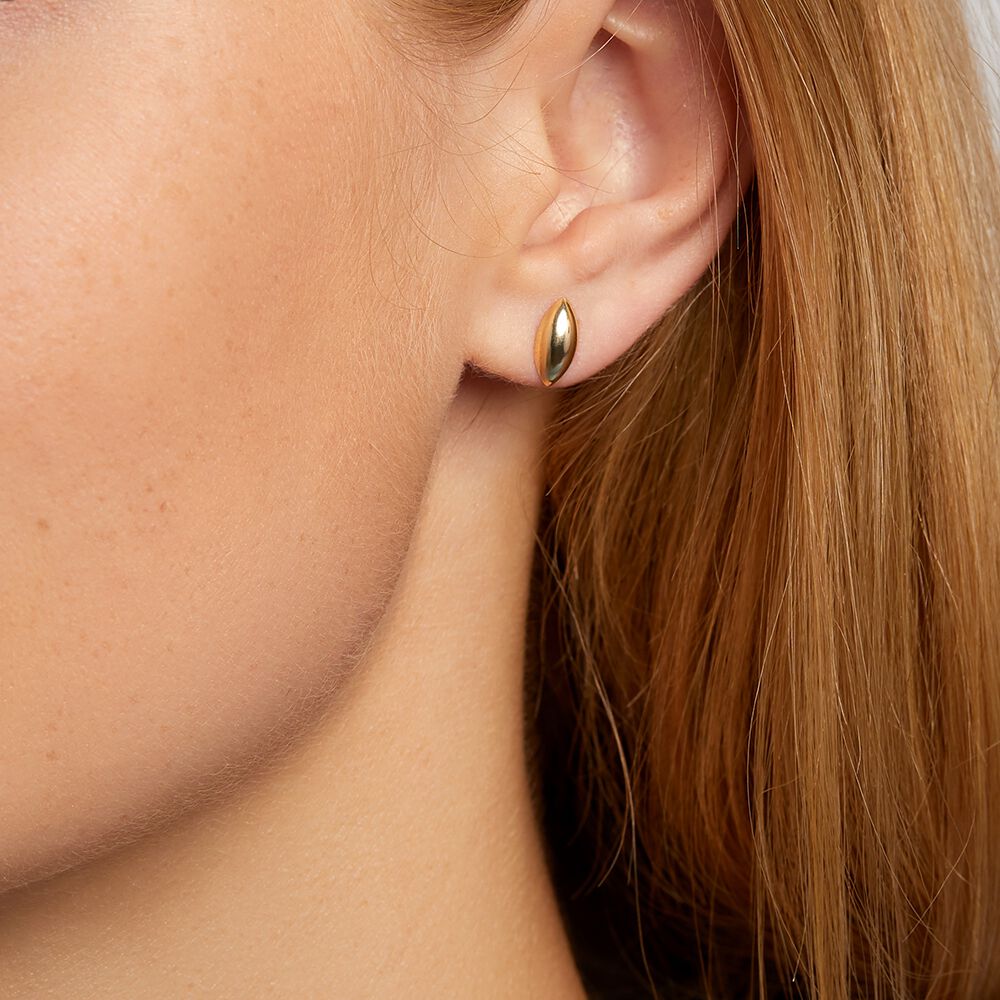 Marquise Stud Earrings In 10ct Yellow Gold