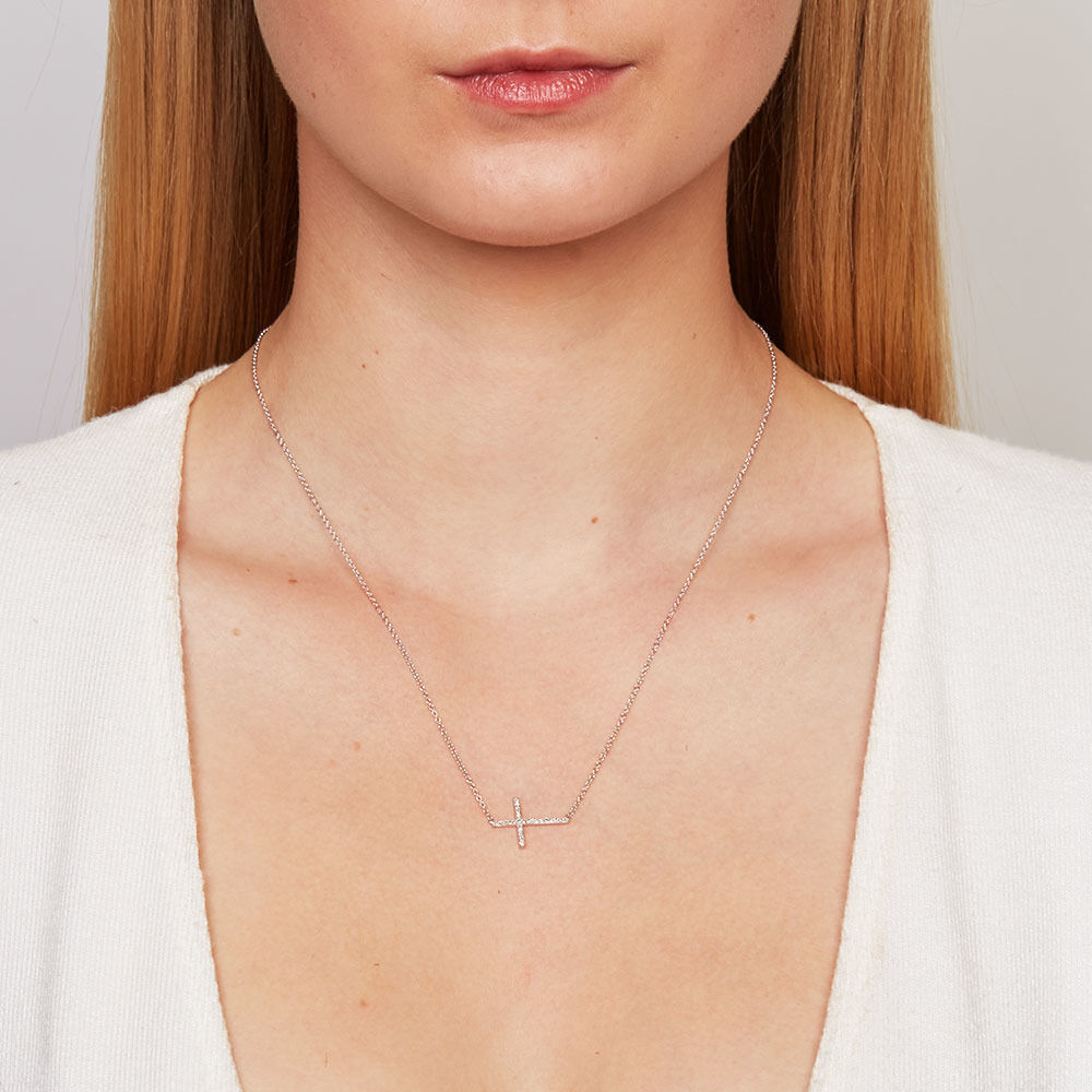 Cross Pendant with Diamonds in Sterling 